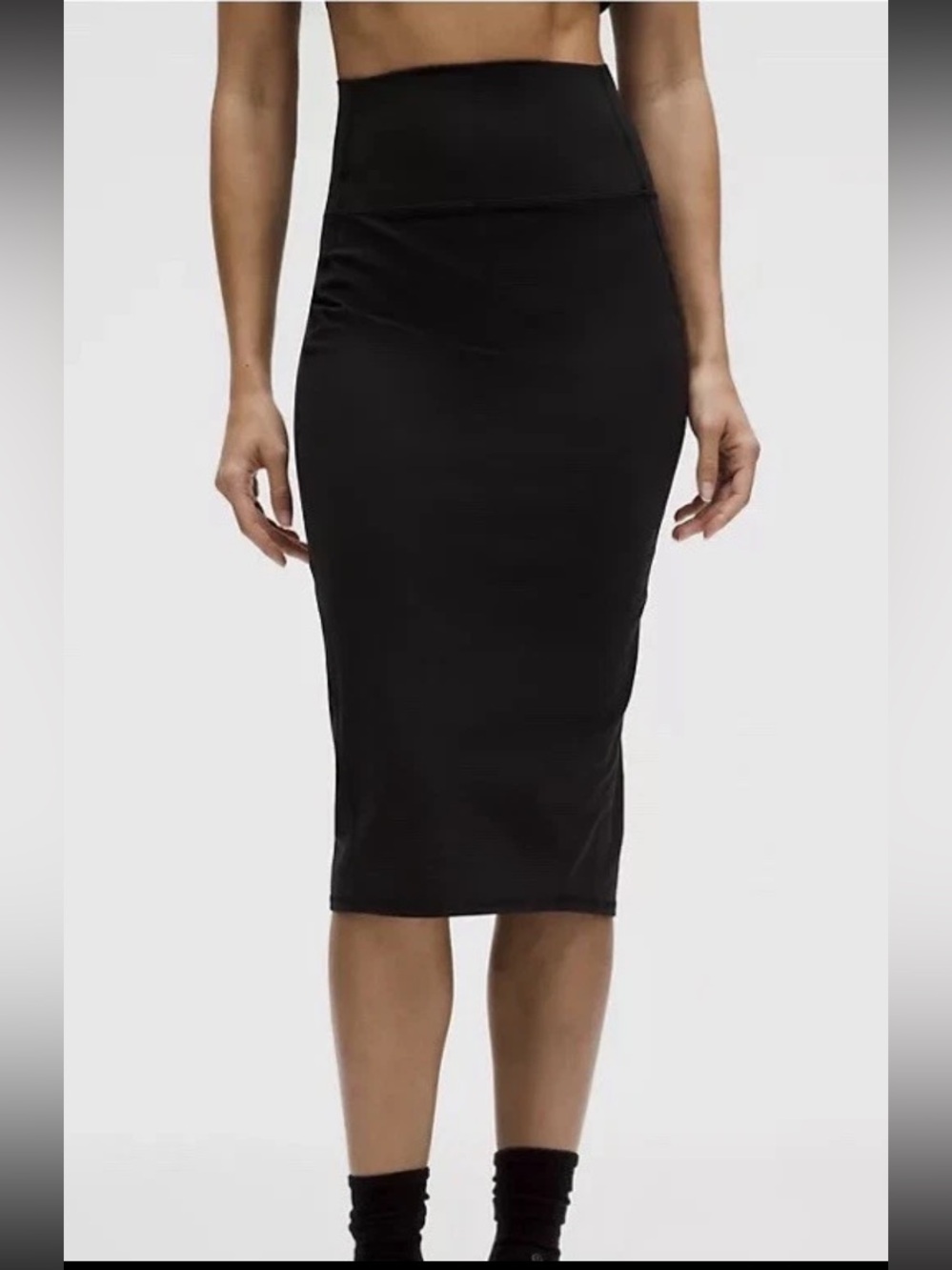 Lululemon Nulu Slim-Fit High-Rise Skirt Womens Sz 6 Black Stretch Pencil LW8AH0S